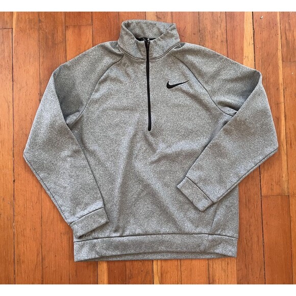Nike Jacket Men Medium Gray Pullover Long Sleeve 1/2 Zip Mock Neck Dri-Fit - Picture 1 of 6